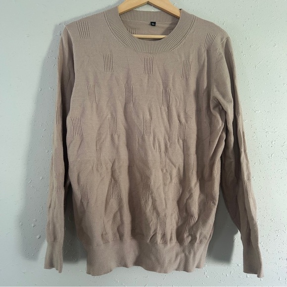 Cream Tan Crew Neck Sweater Lightweight Knit Casual Neutral Soft Comfy XL - Picture 1 of 6